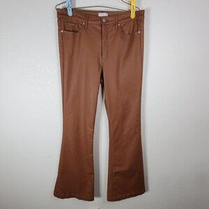Sofía Vergara Jeans Melisa Flare Pants Size 14 Brown Stretchy Viscose Blend